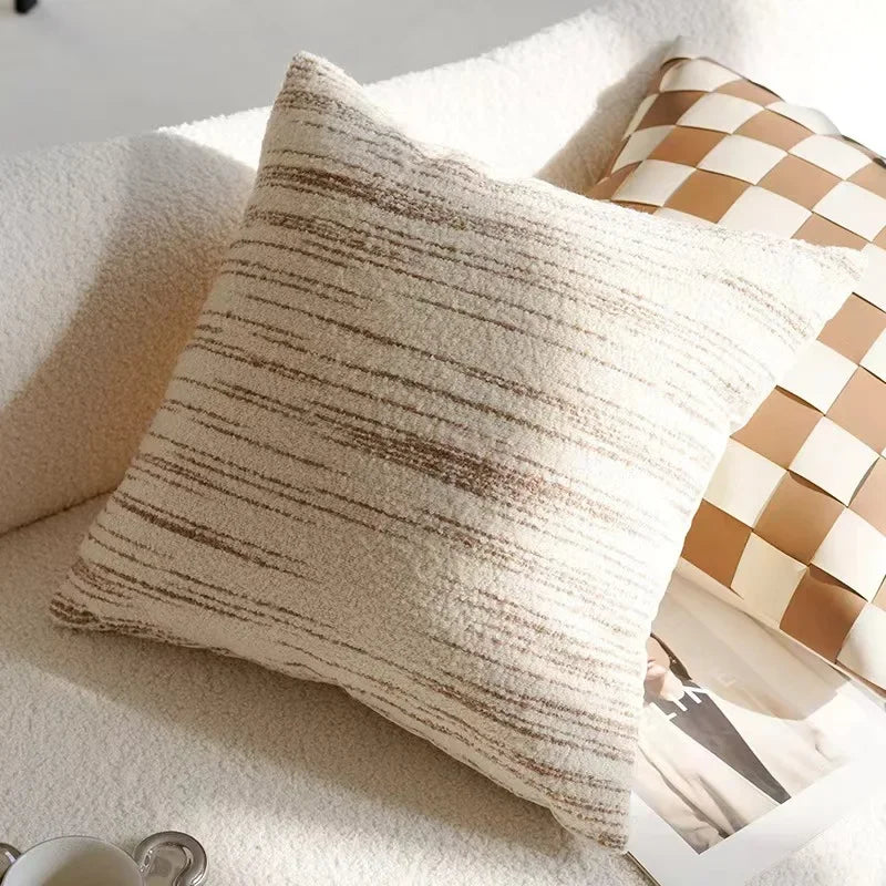Mocha woven stripe cushion cover offering subtle texture for relaxed interiors